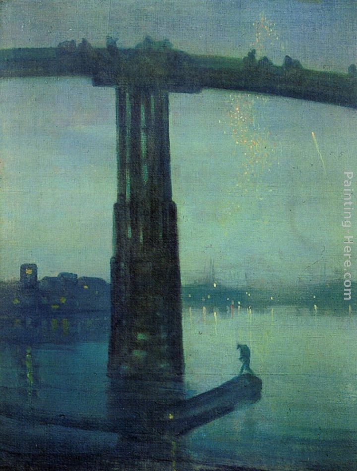 Nocturne in blue and green painting - James Abbott McNeill Whistler Nocturne in blue and green art painting